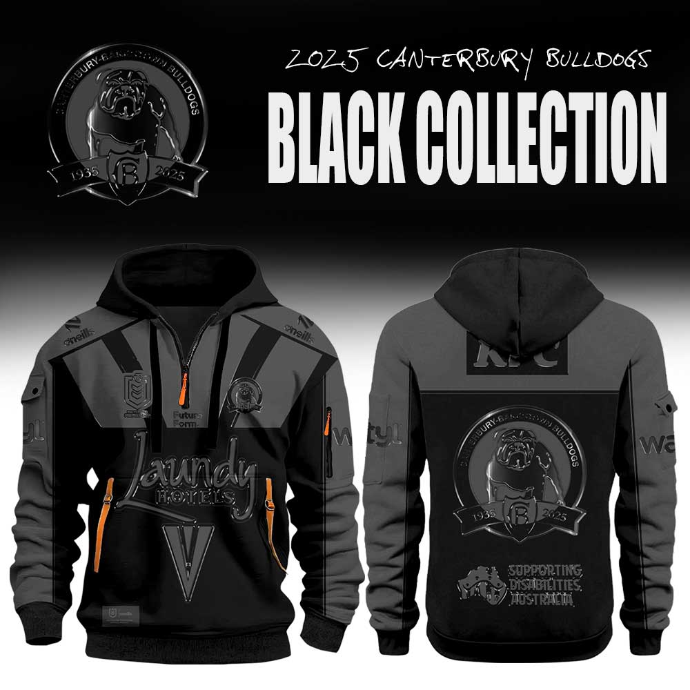Limited Edition Canterbury Bulldogs Back In Black Half Zip Hoodie