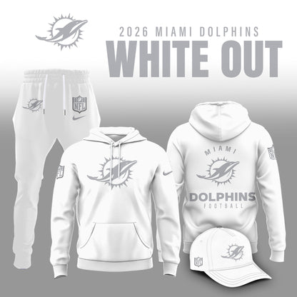 Miami Dolphins 2025 Winter White Out Combo Hoodie