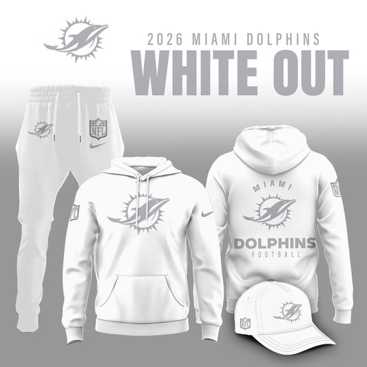 Miami Dolphins 2025 Winter White Out Combo Hoodie