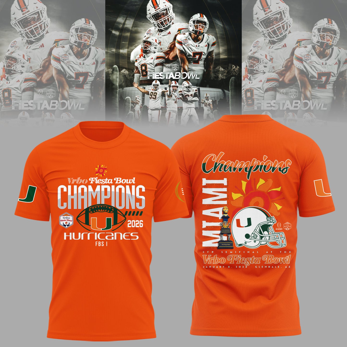 Miami Hurricanes College Football Playoff 2025 Fiesta Bowl Champions Combo T-Shirt