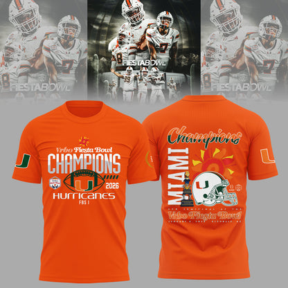 Miami Hurricanes College Football Playoff 2025 Fiesta Bowl Champions Combo T-Shirt