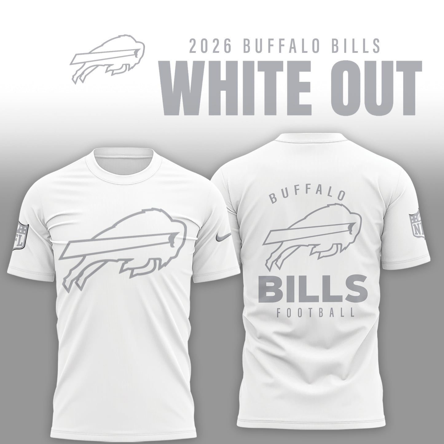 Buffalo Bills 2025 Winter White Out Combo TShirt