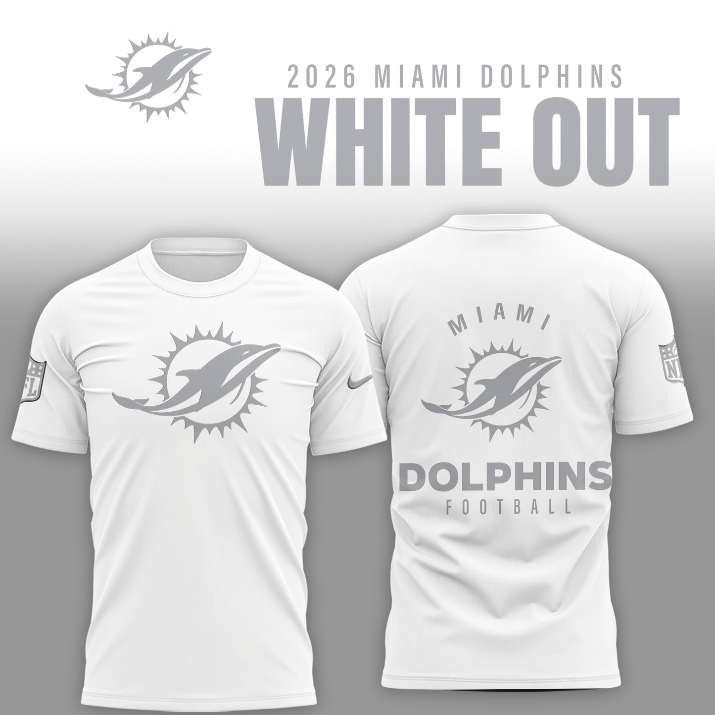 Miami Dolphins 2025 Winter White Out Combo TShirt