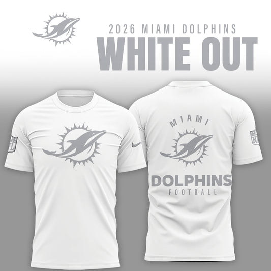 Miami Dolphins 2025 Winter White Out Combo TShirt