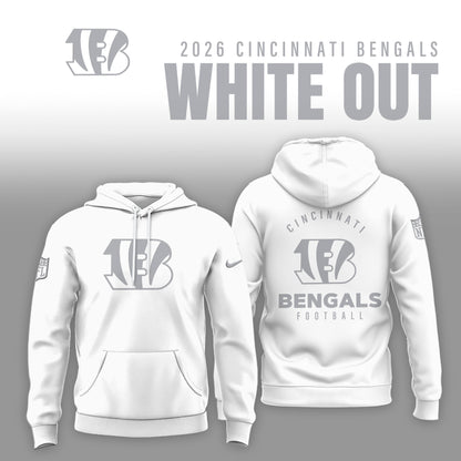 Cincinnati Bengals 2025 Winter White Out Combo Hoodie