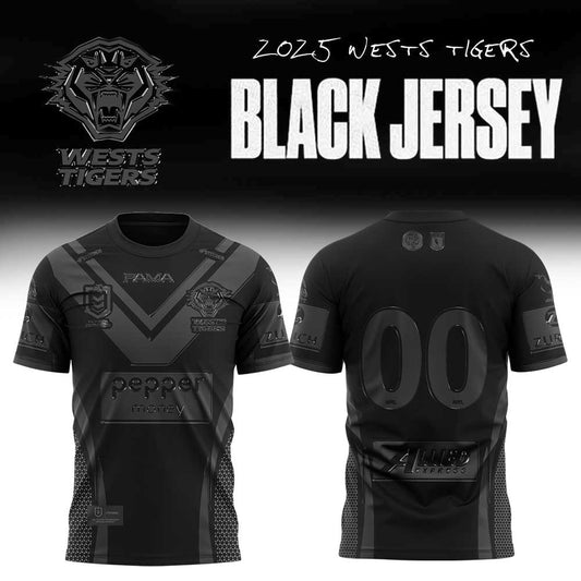 Limited Edition Wests Tigers Back In Black Uniform Tshirt