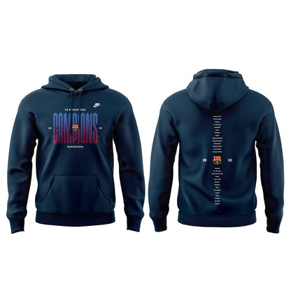 FC Barcelona Campeones La Liga 25/26 3D Apparel Hoodie