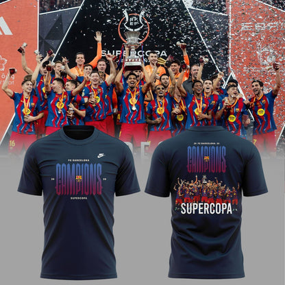 FC Barcelona Campeones La Liga 25/26 3D Apparel T-Shirt