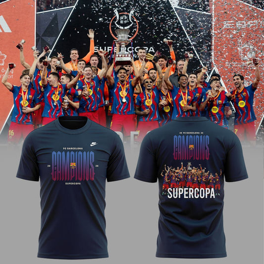 FC Barcelona Campeones La Liga 25/26 3D Apparel T-Shirt