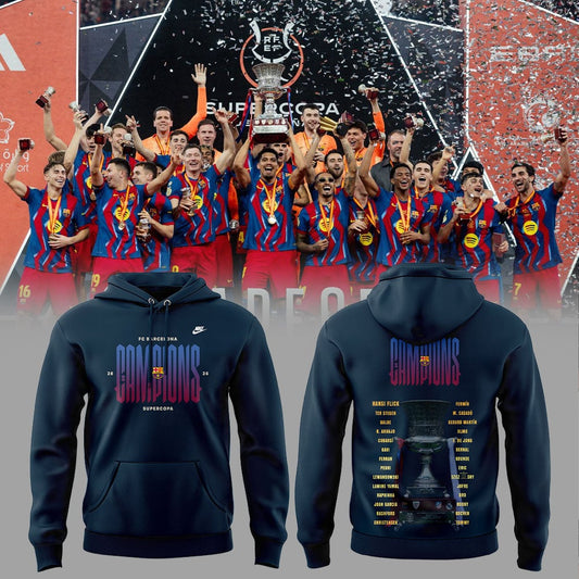 FC Barcelona Campeones La Liga 25/26 3D Apparel Hoodie