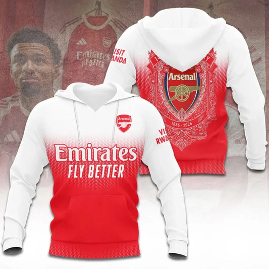 Arsenal FC 140th Anniversary 3D Apparel Hoodie