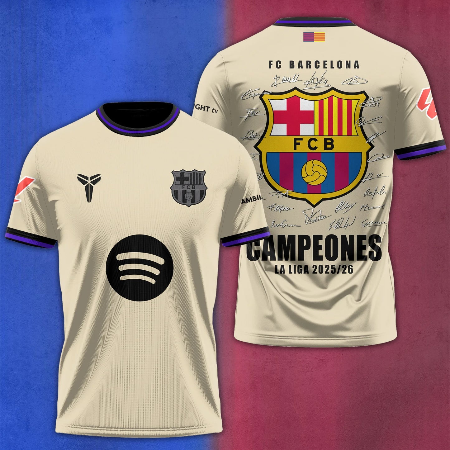 FC Barcelona Campeones La Liga 25/26 3D Apparel T-Shirt