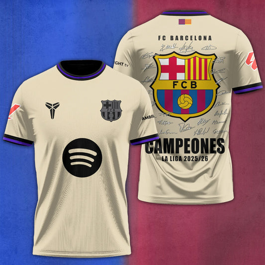 FC Barcelona Campeones La Liga 25/26 3D Apparel T-Shirt