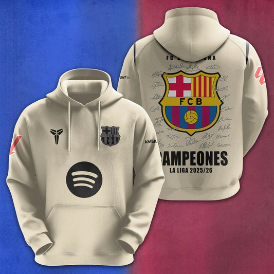 FC Barcelona Campeones La Liga 25/26 3D Apparel Hoodie