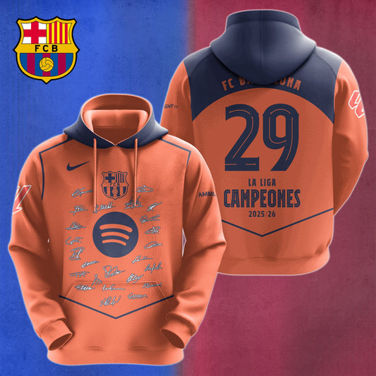 FC Barcelona Campeones La Liga 25/26 3D Apparel Hoodie