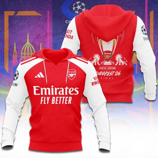 Arsenal F.C Champions League Final 2026 3D Apparel Hoodie
