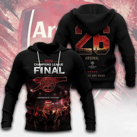 Arsenal F.C Champions League Final 2026 3D Apparel Hoodie
