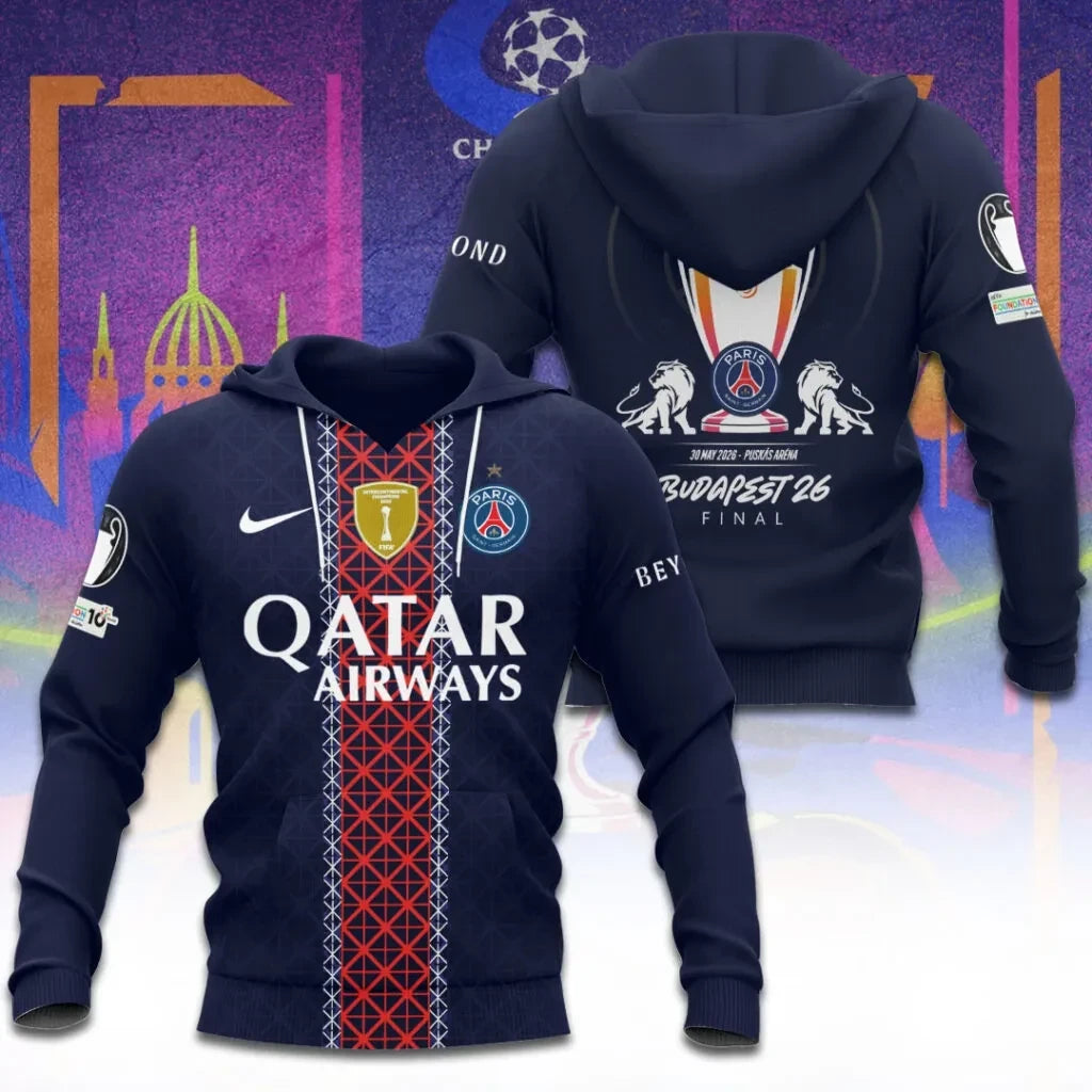 Paris Saint-Germain F.C Champions League Final 2026 3D Apparel Hoodie