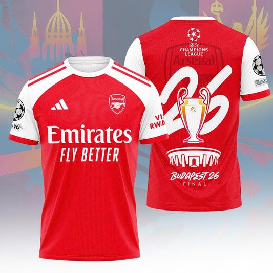 Arsenal F.C Champions League Final 2026 3D Apparel T-Shirt