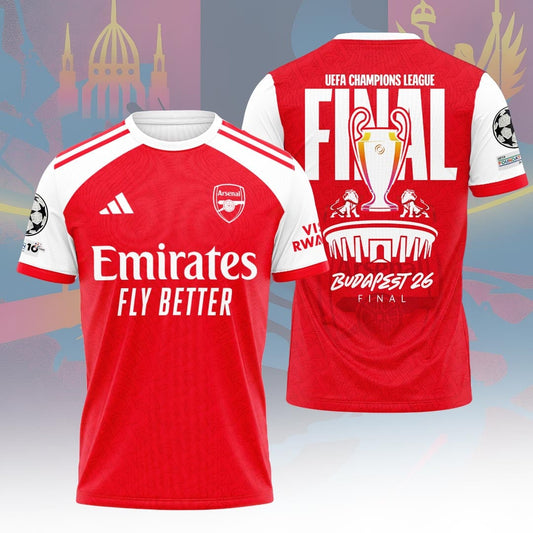 Arsenal F.C Champions League Final 2026 3D Apparel T-Shirt