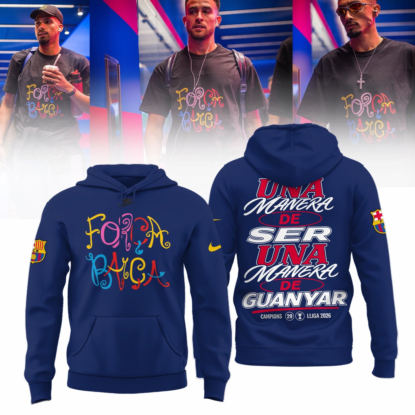 FC Barcelona Campeones La Liga 25/26 3D Apparel Hoodie