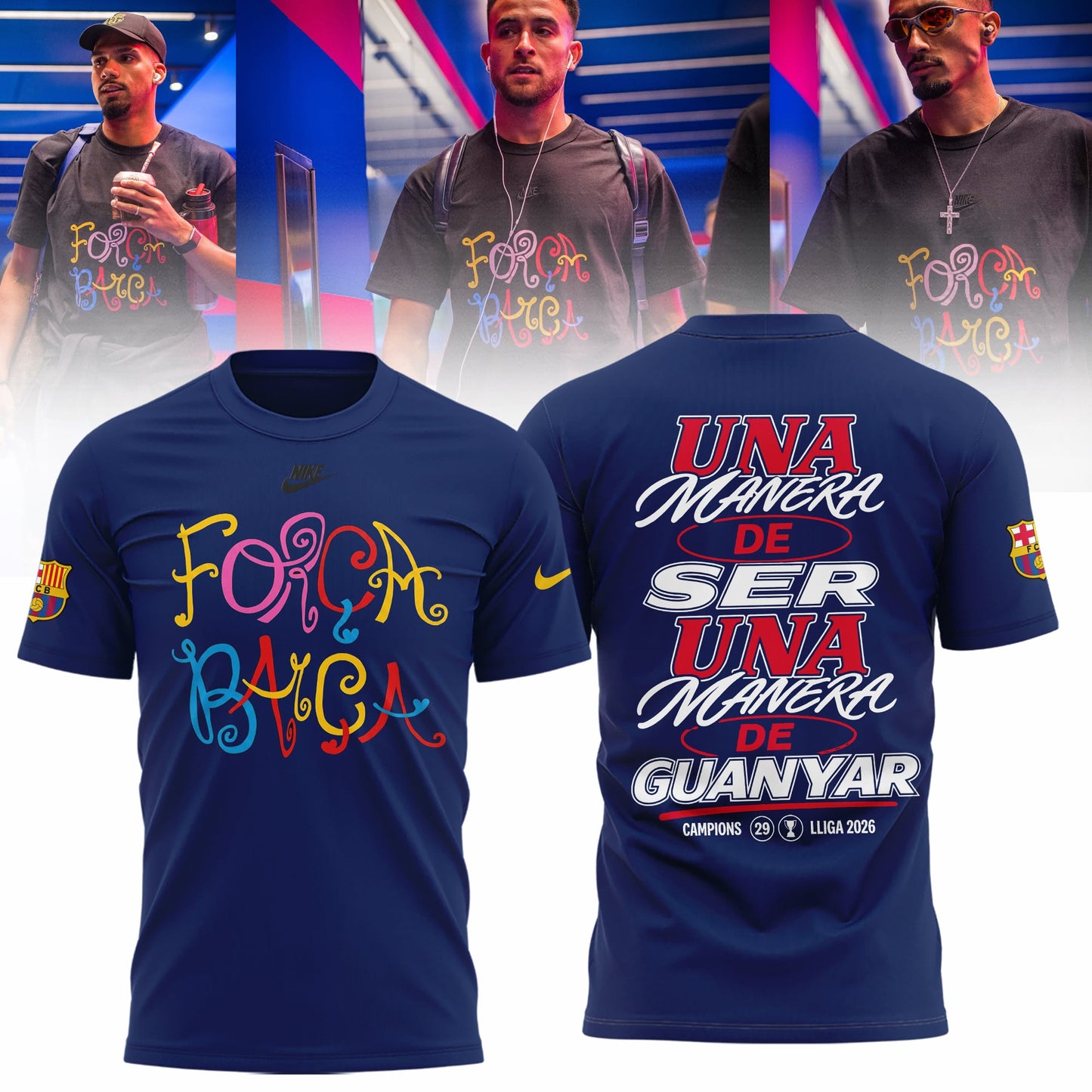 FC Barcelona Campeones La Liga 25/26 3D Apparel T-Shirt