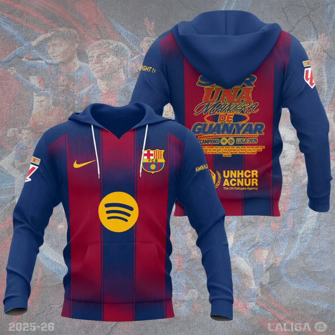 FC Barcelona Campeones La Liga 25/26 3D Apparel Hoodie