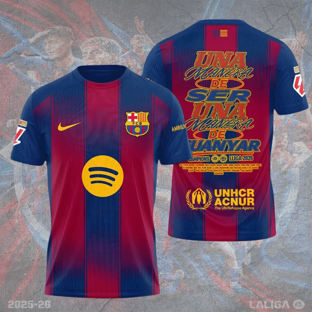 FC Barcelona Campeones La Liga 25/26 3D Apparel T-Shirt