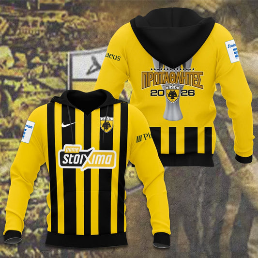 AEK FC Super League Stoiximan Champions 25/26 3D Apparel Hoodie