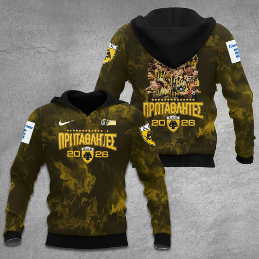 AEK FC Super League Stoiximan Champions 25/26 3D Apparel Hoodie