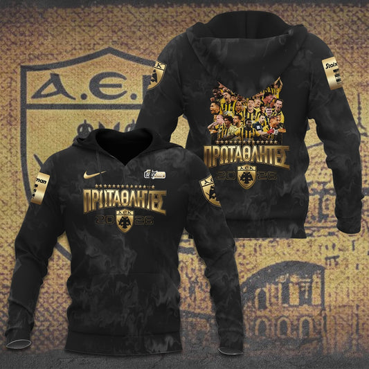 AEK FC Super League Stoiximan Champions 25/26 3D Apparel Hoodie