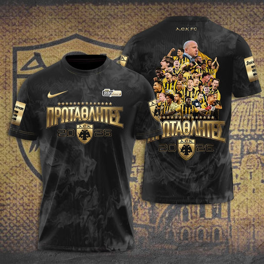 AEK FC Super League Stoiximan Champions 25/26 3D Apparel T-Shirt