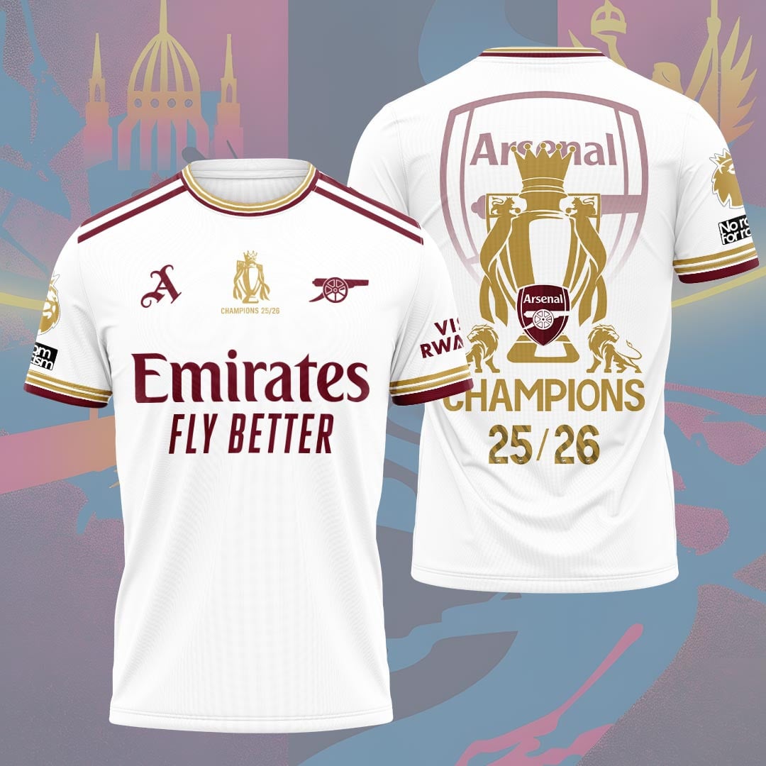 Arsenal F.C Premier League Champions 3D Apparel T-SHIRT