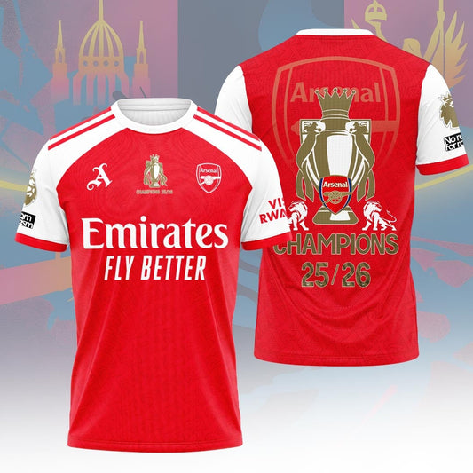 Arsenal F.C Premier League Champions 3D Apparel T-SHIRT