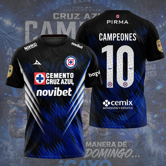 Cruz Azul Campeón del Clausura 2026 3D Apparel T-Shirt