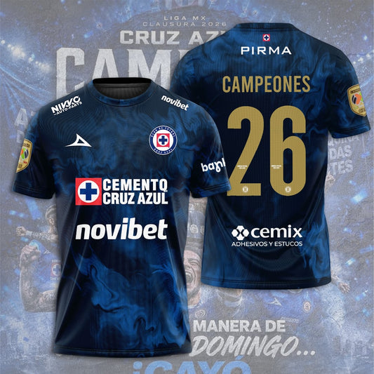 Cruz Azul Campeón del Clausura 2026 3D Apparel T-Shirt