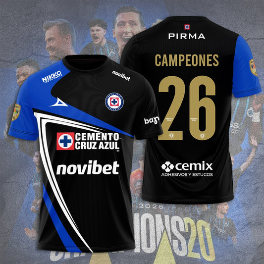 Cruz Azul Campeón del Clausura 2026 3D Apparel T-Shirt