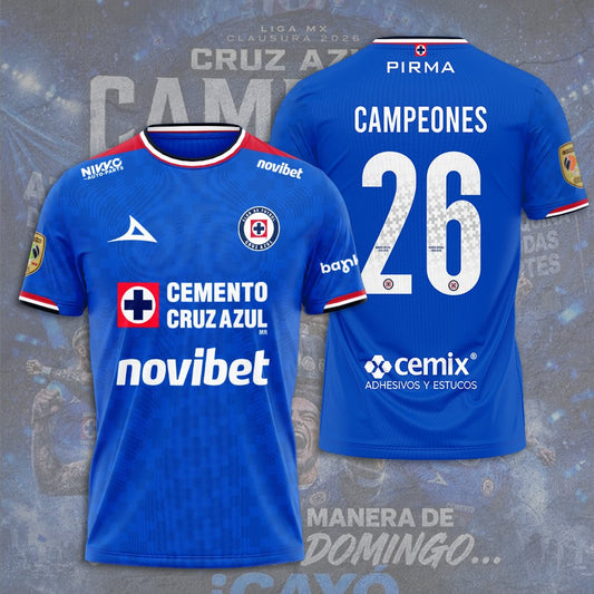 Cruz Azul Campeón del Clausura 2026 3D Apparel T-Shirt