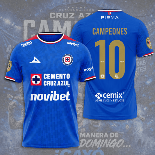 Cruz Azul Campeón del Clausura 2026 3D Apparel T-Shirt