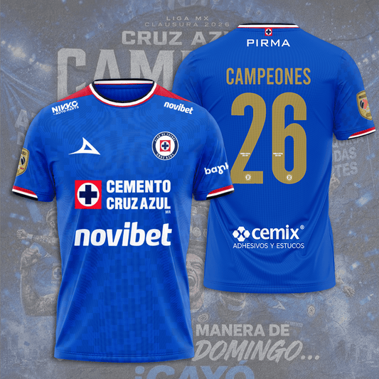 Cruz Azul Campeón del Clausura 2026 3D Apparel T-Shirt