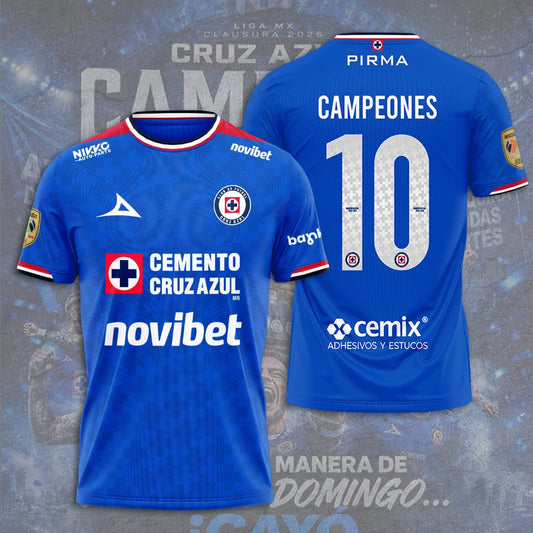 Cruz Azul Campeón del Clausura 2026 3D Apparel T-Shirt