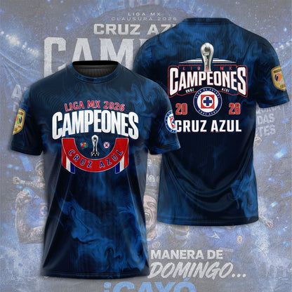 Cruz Azul Campeón del Clausura 2026 3D Apparel T-Shirt