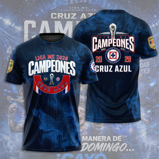 Cruz Azul Campeón del Clausura 2026 3D Apparel T-Shirt