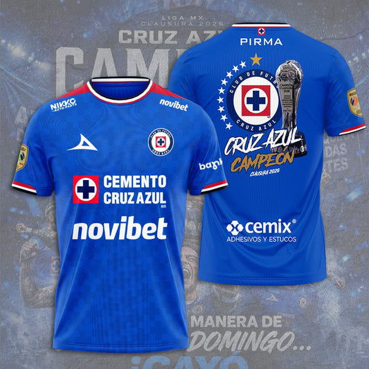 Cruz Azul Campeón del Clausura 2026 3D Apparel T-Shirt