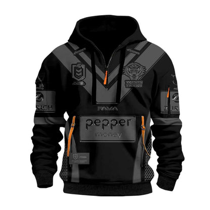 Limited Edition Wests Tigers Back In Black Half Zip Hoodie