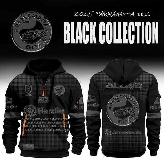 Limited Edition Parramatta Eels Back In Black Half Zip Hoodie