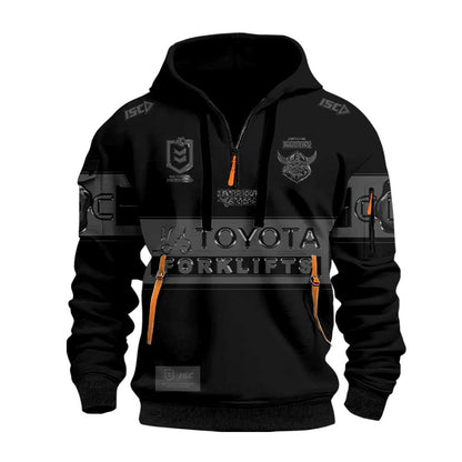 Limited Edition Canberra Raiders Back In Black Half Zip Hoodie