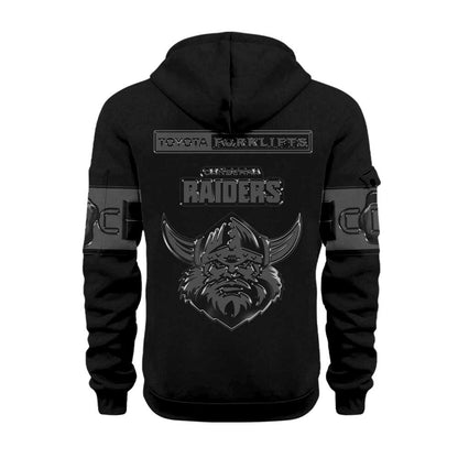 Limited Edition Canberra Raiders Back In Black Half Zip Hoodie
