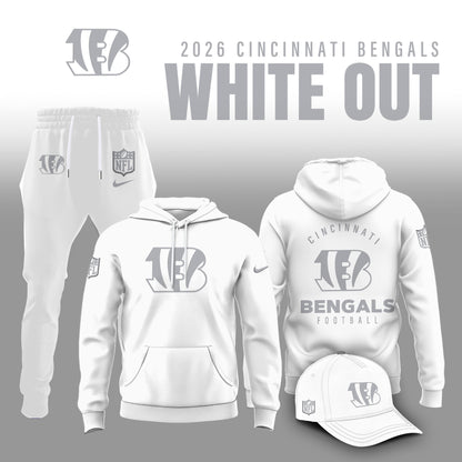 Cincinnati Bengals 2025 Winter White Out Combo Hoodie