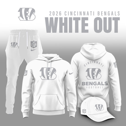 Cincinnati Bengals 2025 Winter White Out Combo Hoodie
